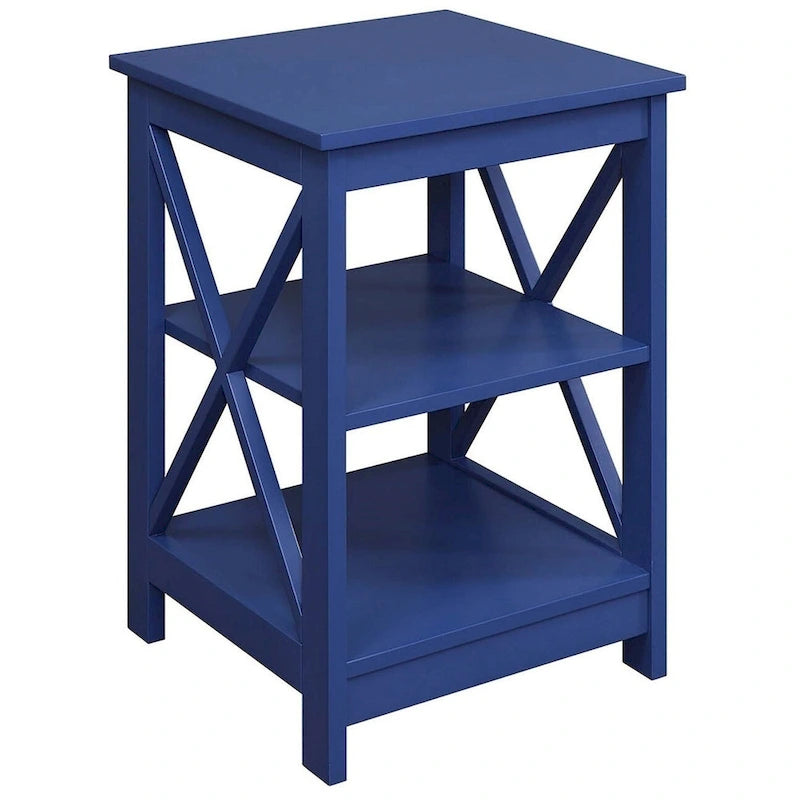 Table d'appoint avec étagères, trois niveaux, concept ouvert, cadre en X