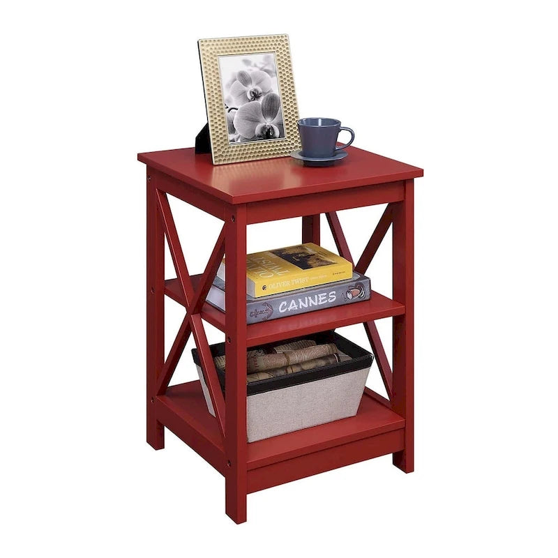 Table d'appoint avec étagères, trois niveaux, concept ouvert, cadre en X