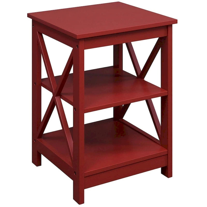 Table d'appoint avec étagères, trois niveaux, concept ouvert, cadre en X