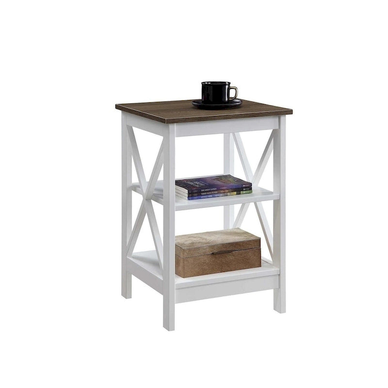 Table d'appoint avec étagères, trois niveaux, concept ouvert, cadre en X