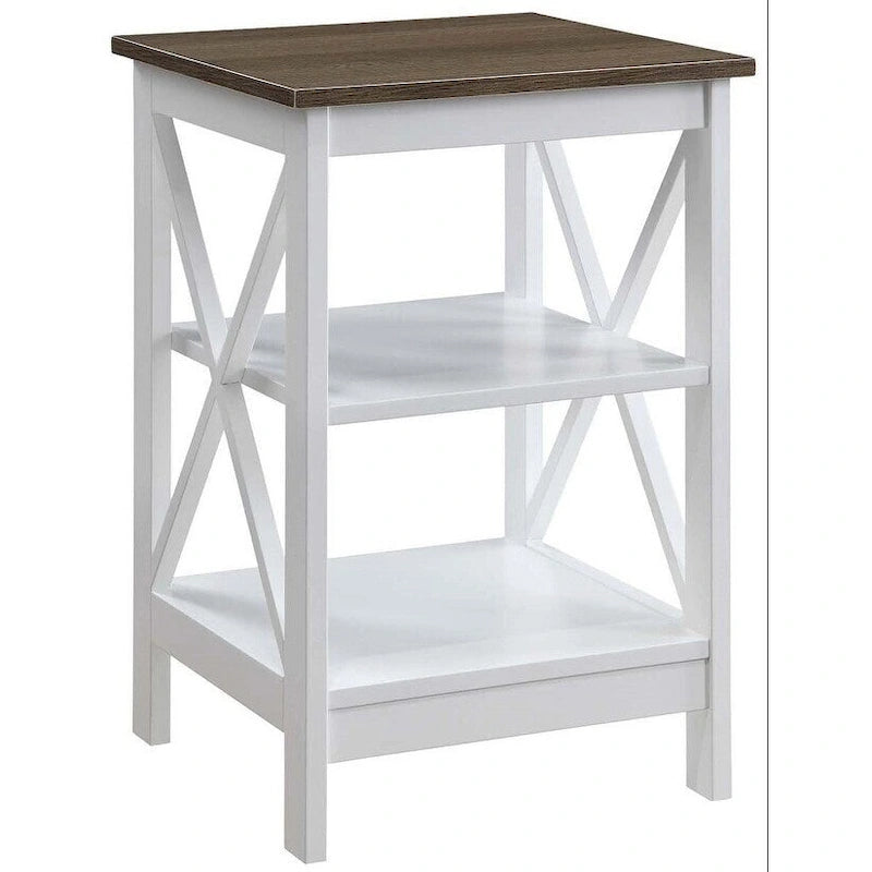 Table d'appoint avec étagères, trois niveaux, concept ouvert, cadre en X