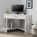 Bureau d'angle en bois massif avec tiroir et étagère de rangement inférieure