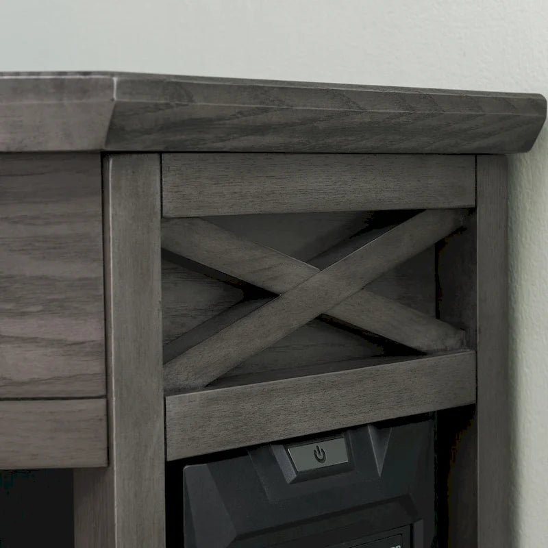 Bureau d'angle en bois massif avec tiroir et étagère de rangement inférieure