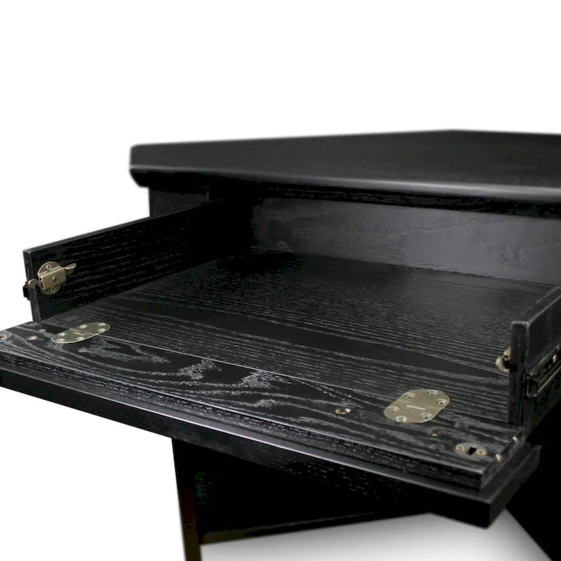 Bureau d'angle en bois massif avec tiroir et étagère de rangement inférieure