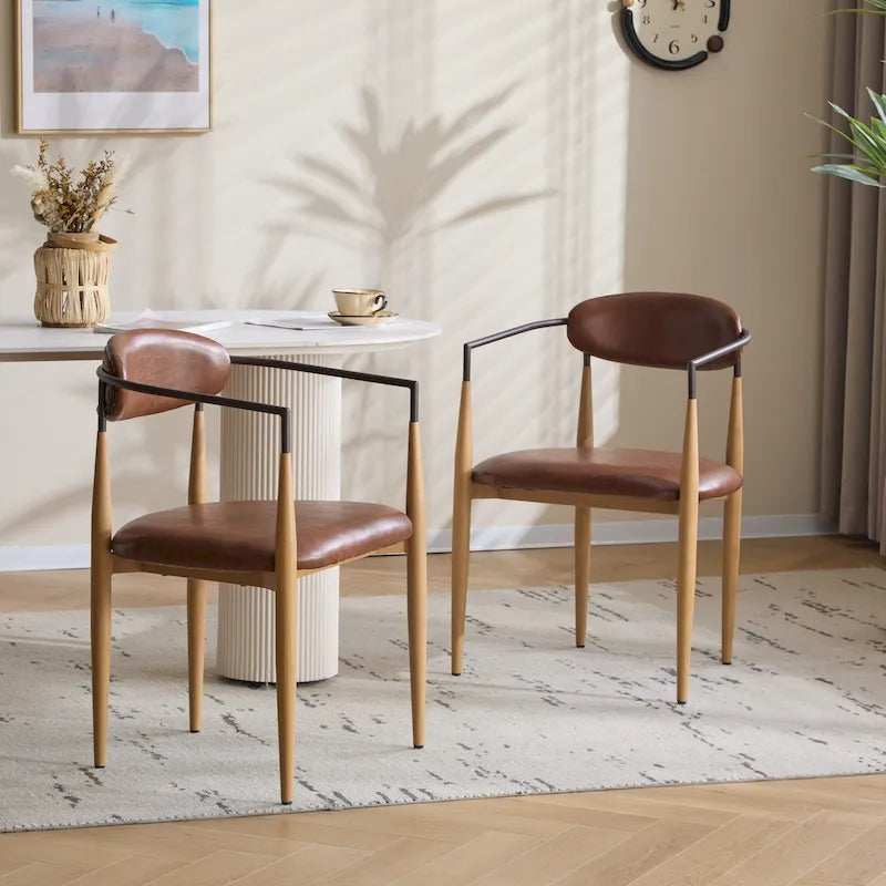 Chaise de salle à manger industrielle moderne rembourrée avec cadre en fer