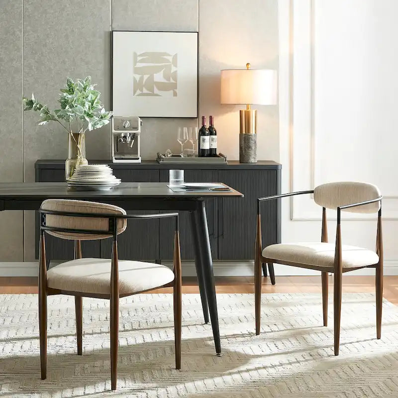 Chaise de salle à manger industrielle moderne rembourrée avec cadre en fer