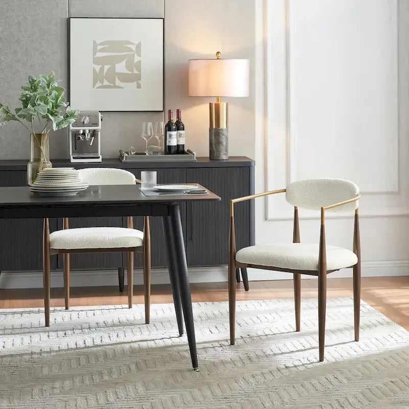 Chaise de salle à manger industrielle moderne rembourrée avec cadre en fer