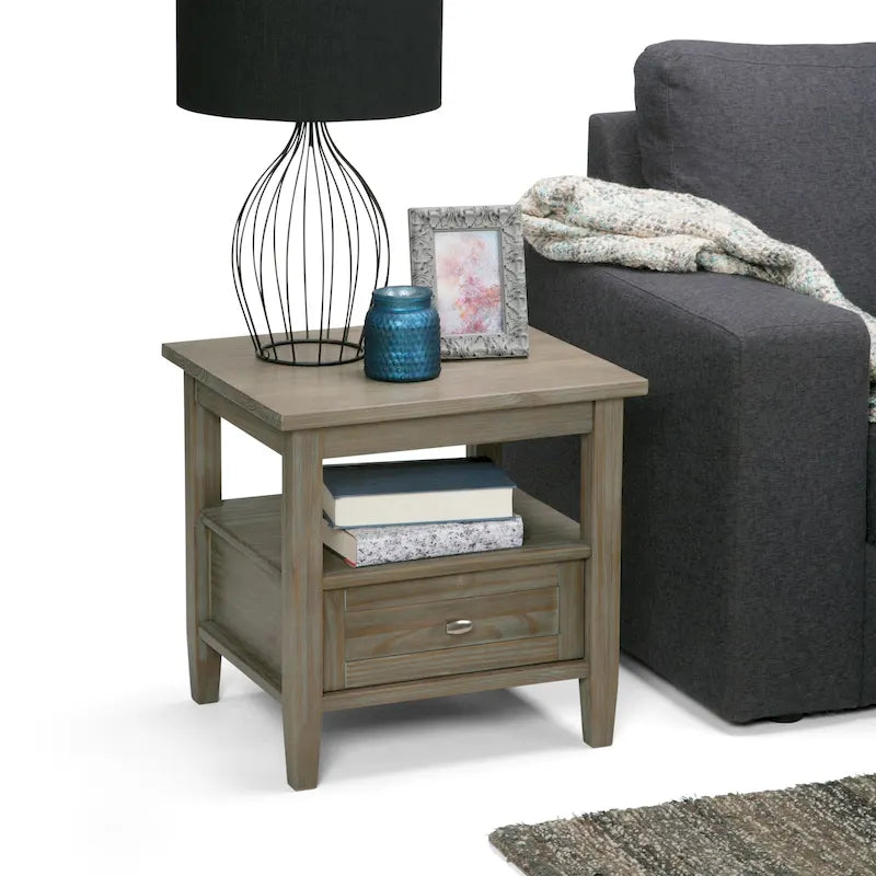 Table d'appoint rectangulaire de style transitionnel en bois massif, 50 cm de large