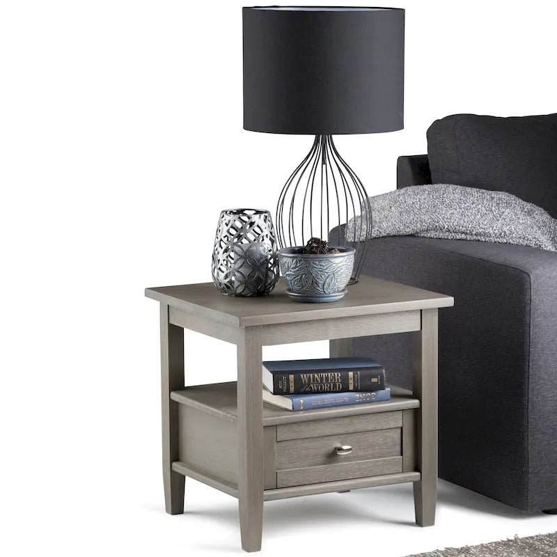 Table d'appoint rectangulaire de style transitionnel en bois massif, 50 cm de large