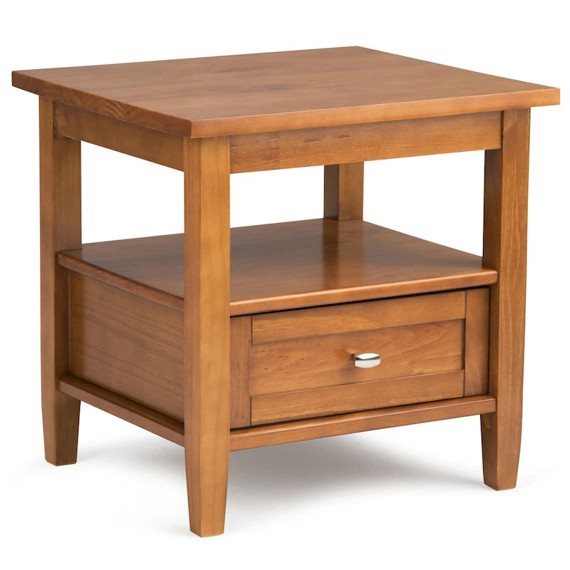 Table d'appoint rectangulaire de style transitionnel en bois massif, 50 cm de large