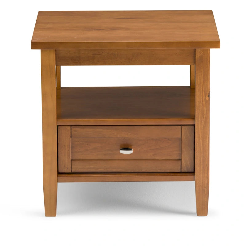 Table d'appoint rectangulaire de style transitionnel en bois massif, 50 cm de large