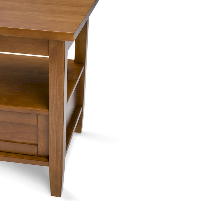 Table d'appoint rectangulaire de style transitionnel en bois massif, 50 cm de large