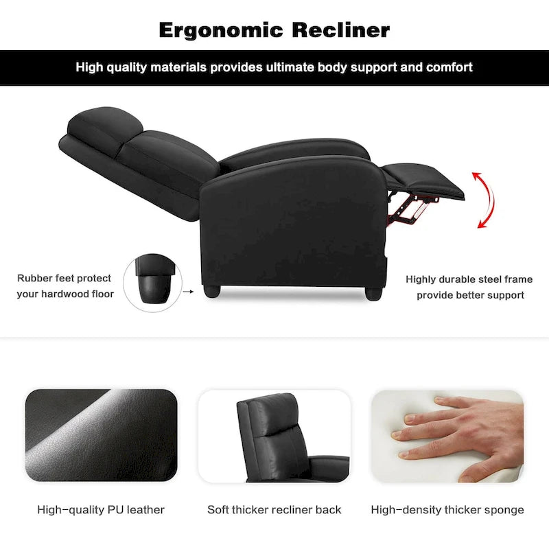 Fauteuil inclinable en cuir PU, inclinable simple pour salon