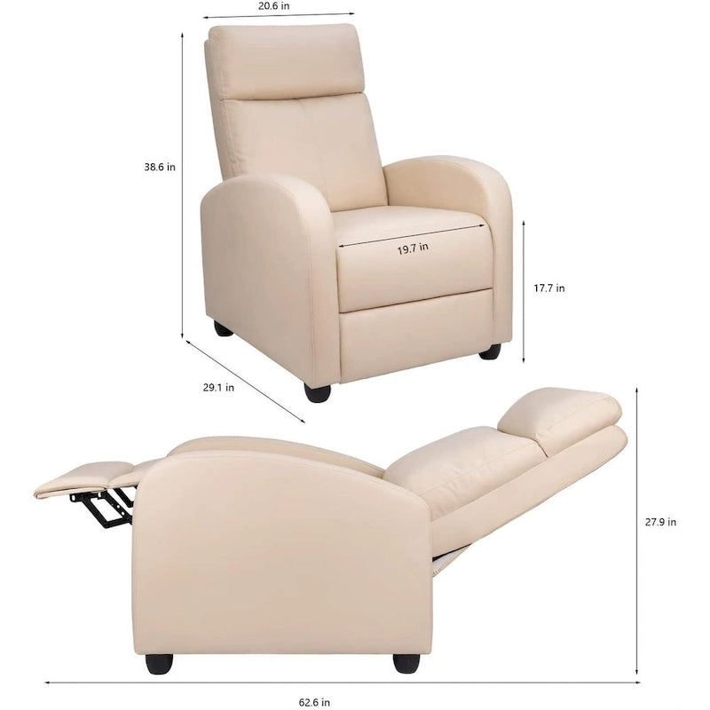Fauteuil inclinable en cuir PU, inclinable simple pour salon