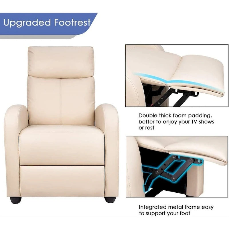 Fauteuil inclinable en cuir PU, inclinable simple pour salon