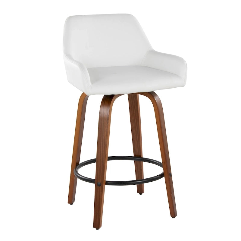 Tabouret de comptoir à hauteur fixe avec pieds en bois courbé Repose-pieds rond Siège pivotant