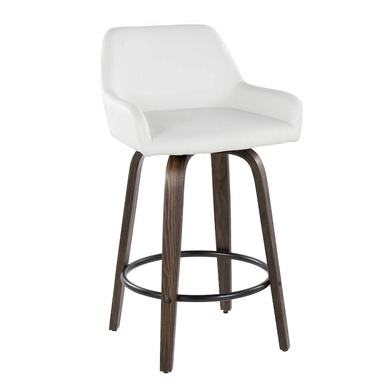 Tabouret de comptoir à hauteur fixe avec pieds en bois courbé Repose-pieds rond Siège pivotant