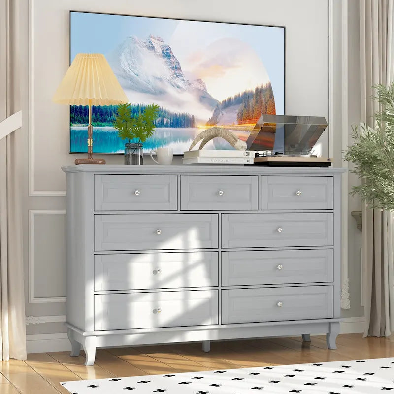 Commode 9 tiroirs Spacieuse Design élégant Blanc Noir Bleu Marine