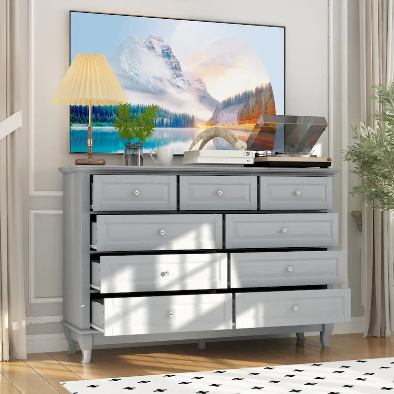 Commode 9 tiroirs Spacieuse Design élégant Blanc Noir Bleu Marine