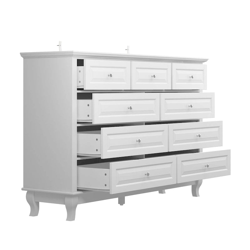Commode 9 tiroirs Spacieuse Design élégant Blanc Noir Bleu Marine