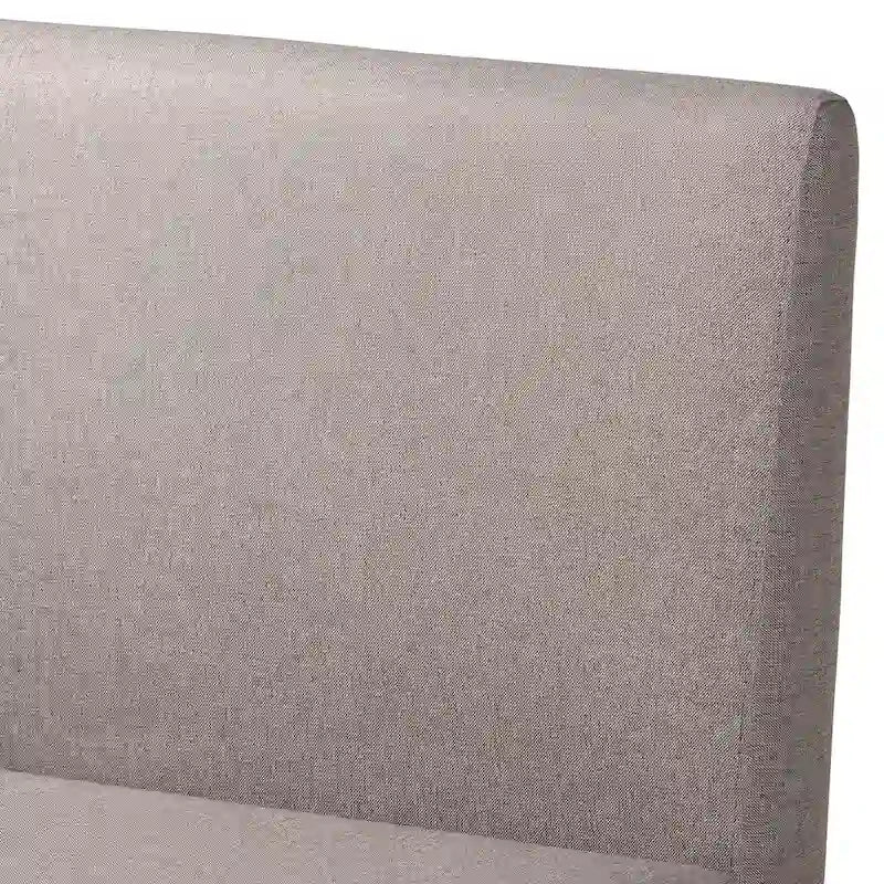 Banquette d'angle de salle à manger en tissu gris et bois finition noyer