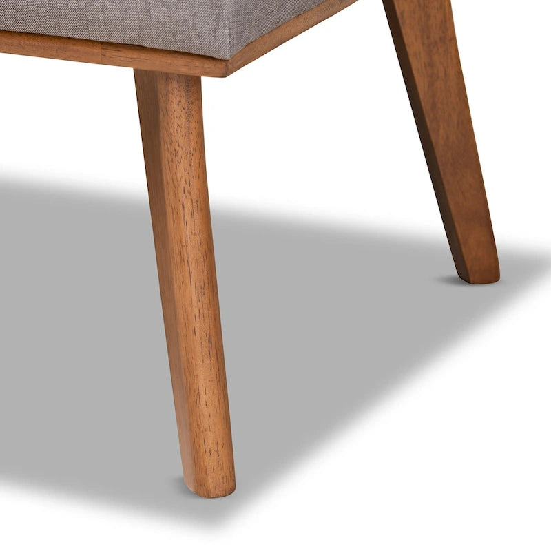 Banquette d'angle de salle à manger en tissu gris et bois finition noyer