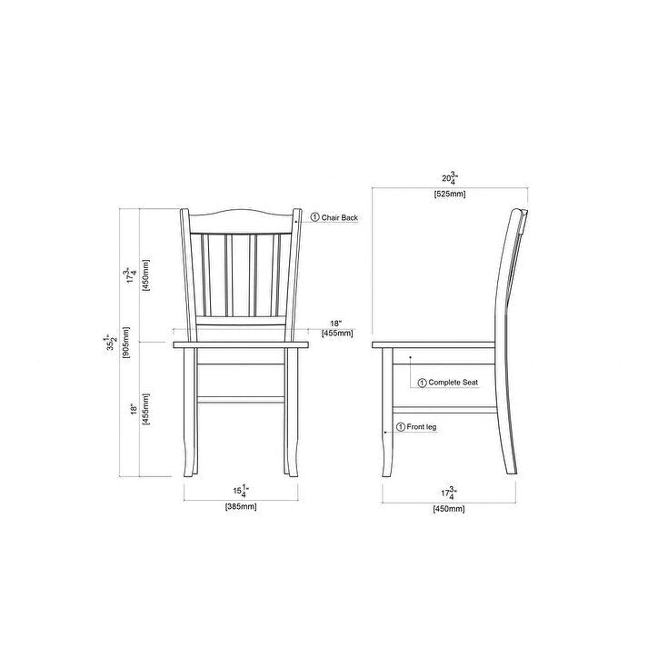Chaise de salle à manger Shaker en bois d'hévéa, style campagnard, plusieurs finitions