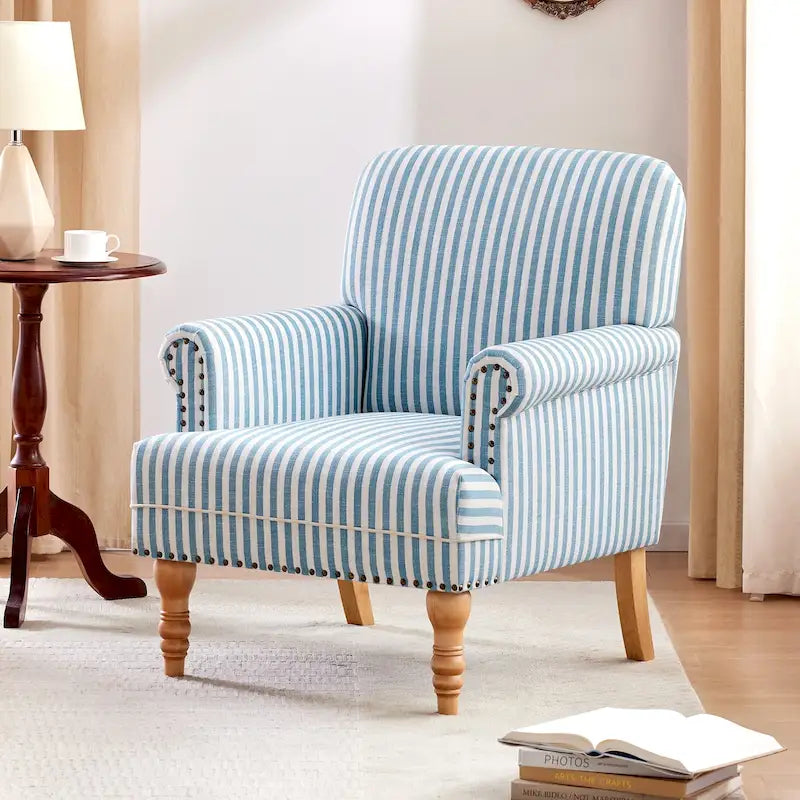 Fauteuil d'appoint rembourré en lin avec pieds pour salon