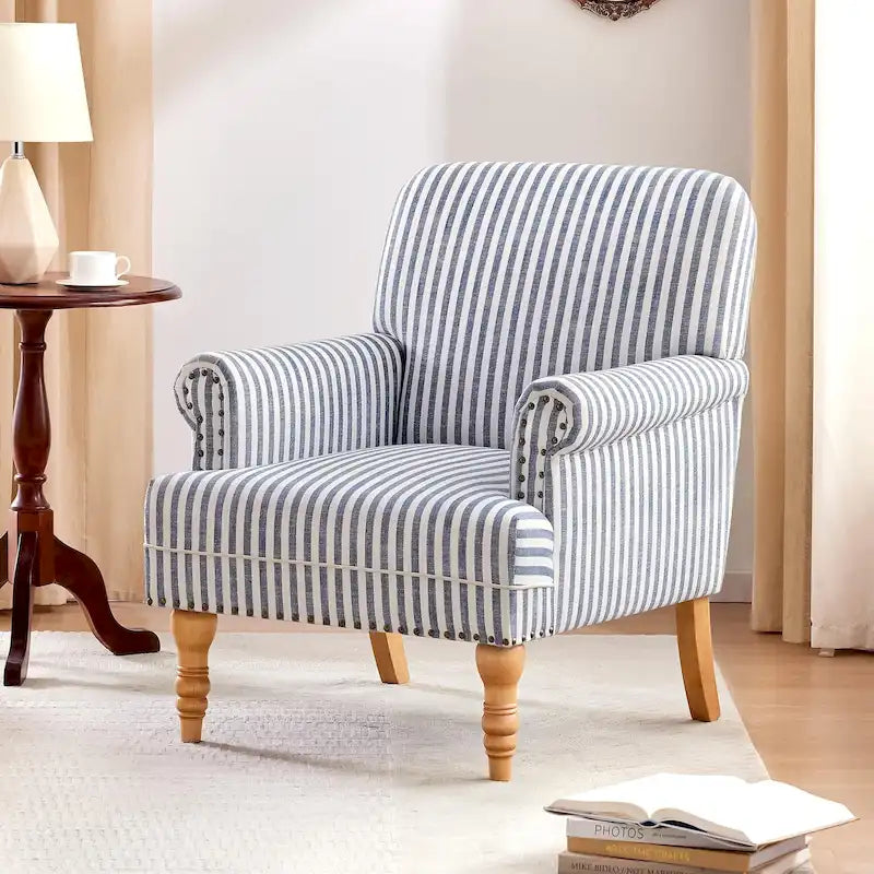 Fauteuil d'appoint rembourré en lin avec pieds pour salon