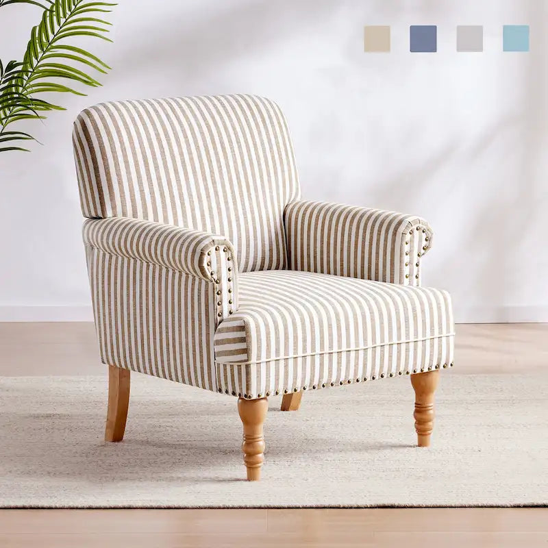Fauteuil d'appoint rembourré en lin avec pieds pour salon