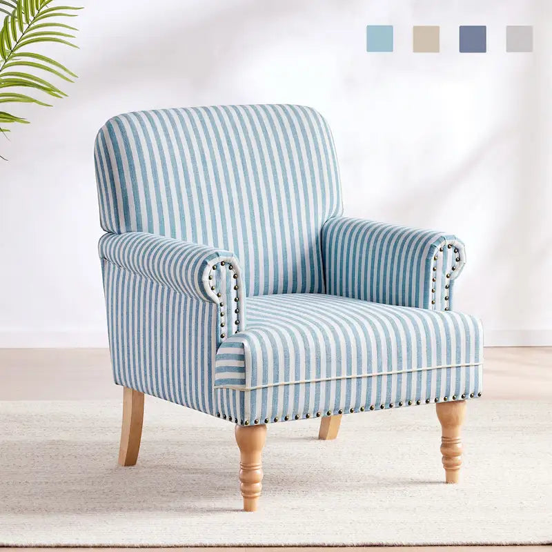 Fauteuil d'appoint rembourré en lin avec pieds pour salon