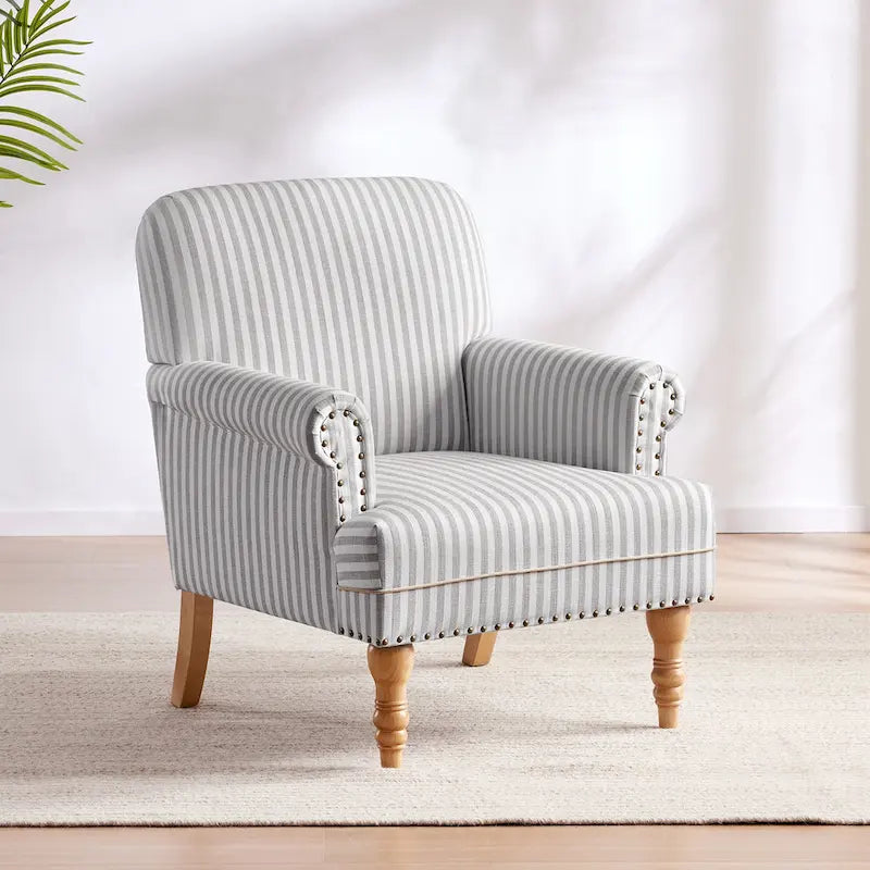 Fauteuil d'appoint rembourré en lin avec pieds pour salon