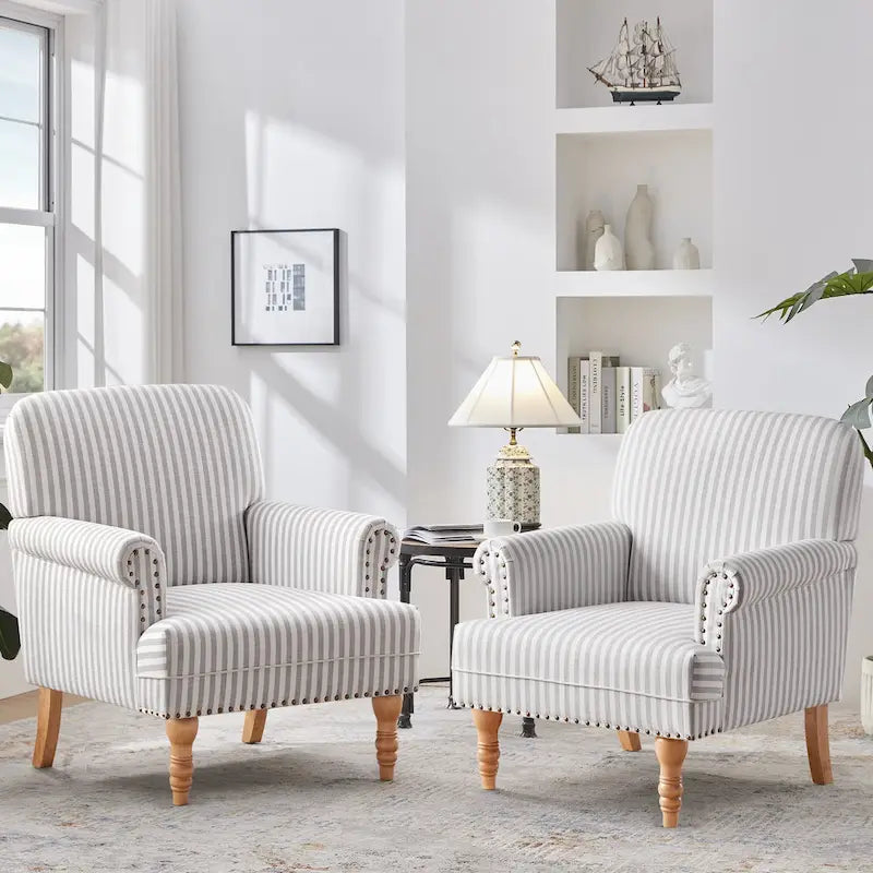 Fauteuil d'appoint rembourré en lin avec pieds pour salon