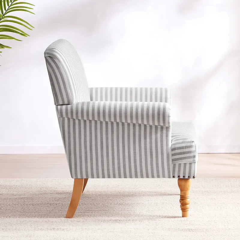 Fauteuil d'appoint rembourré en lin avec pieds pour salon