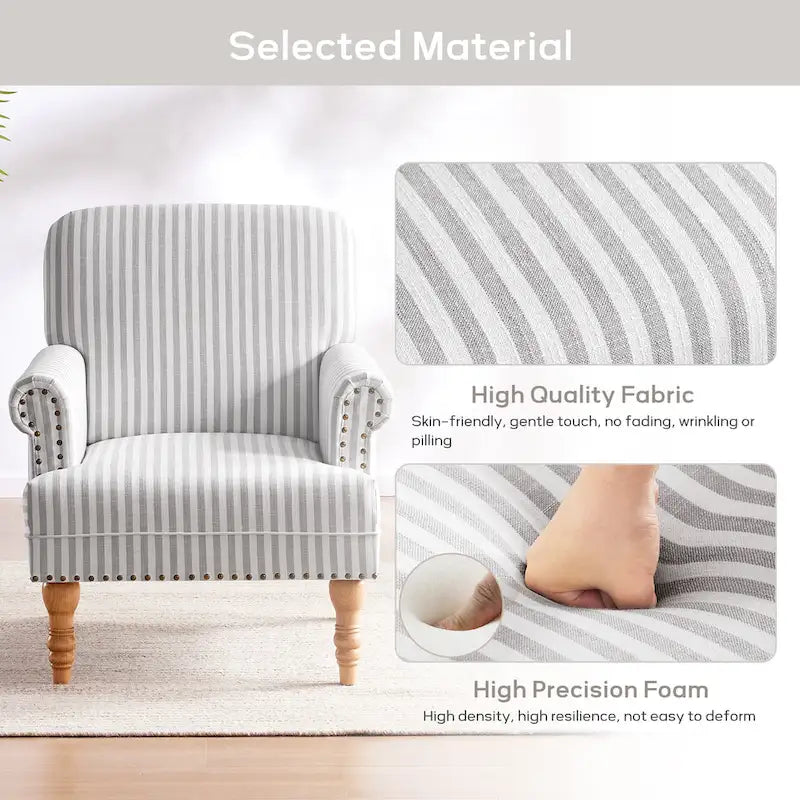 Fauteuil d'appoint rembourré en lin avec pieds pour salon