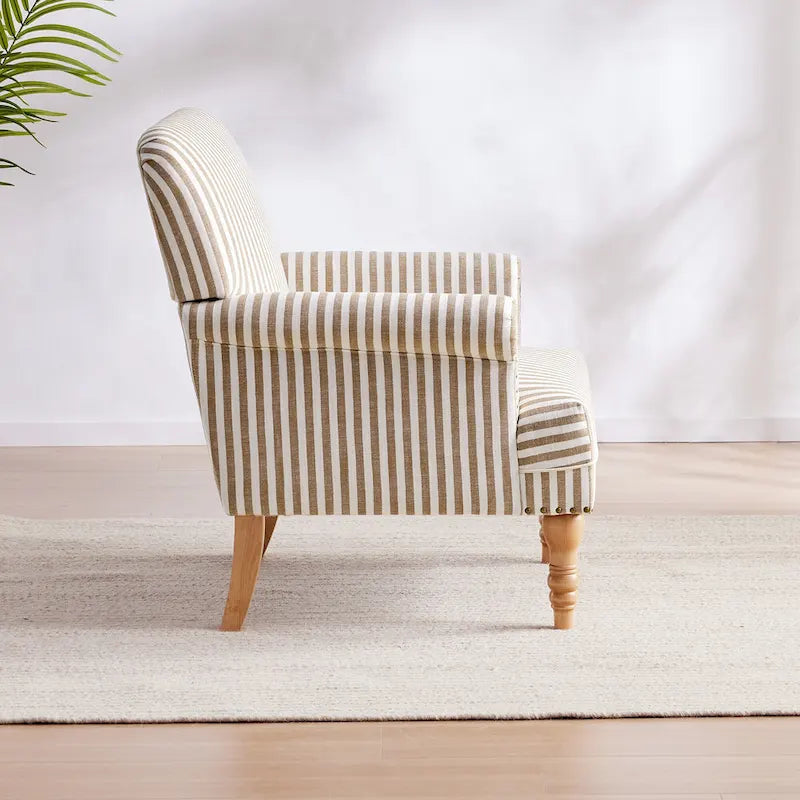 Fauteuil d'appoint rembourré en lin avec pieds pour salon