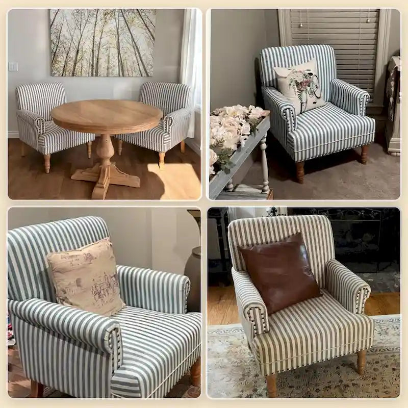 Fauteuil d'appoint rembourré en lin avec pieds pour salon