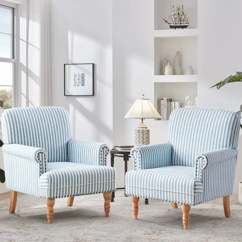 Fauteuil d'appoint rembourré en lin avec pieds pour salon