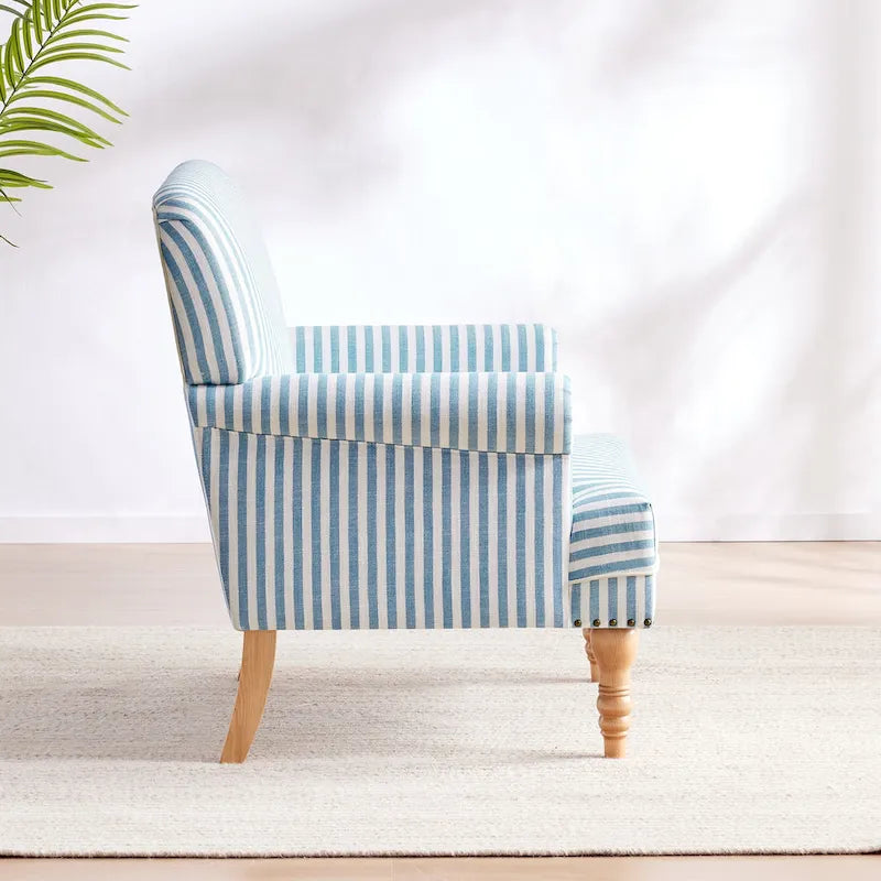 Fauteuil d'appoint rembourré en lin avec pieds pour salon