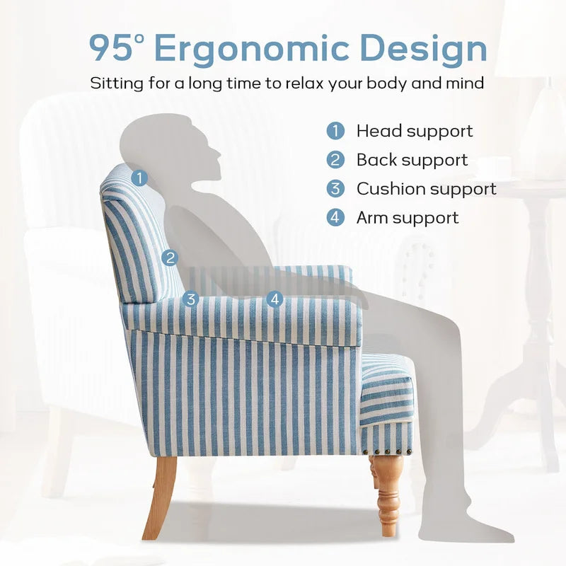 Fauteuil d'appoint rembourré en lin avec pieds pour salon
