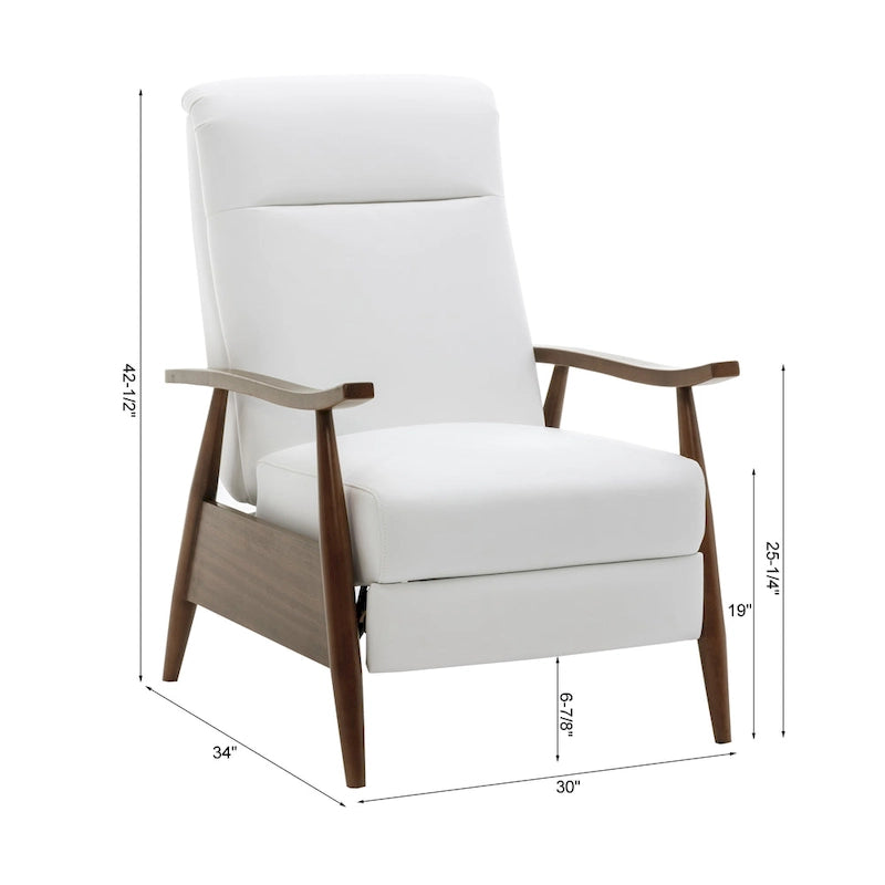 Fauteuil inclinable à pousser en bois rembourré, similicuir, style moderne du milieu du siècle