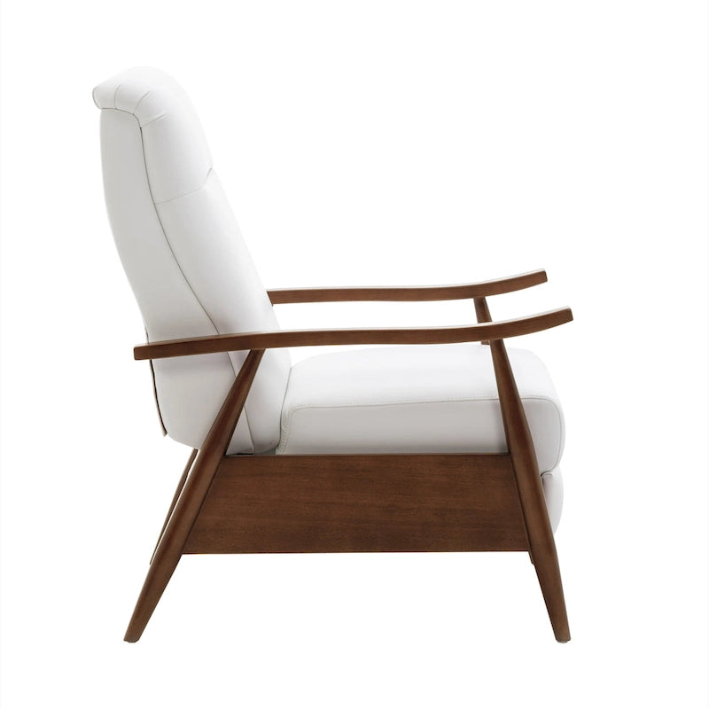 Fauteuil inclinable à pousser en bois rembourré, similicuir, style moderne du milieu du siècle