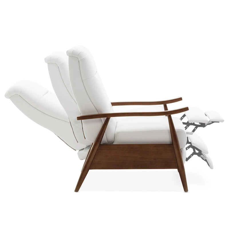 Fauteuil inclinable à pousser en bois rembourré, similicuir, style moderne du milieu du siècle