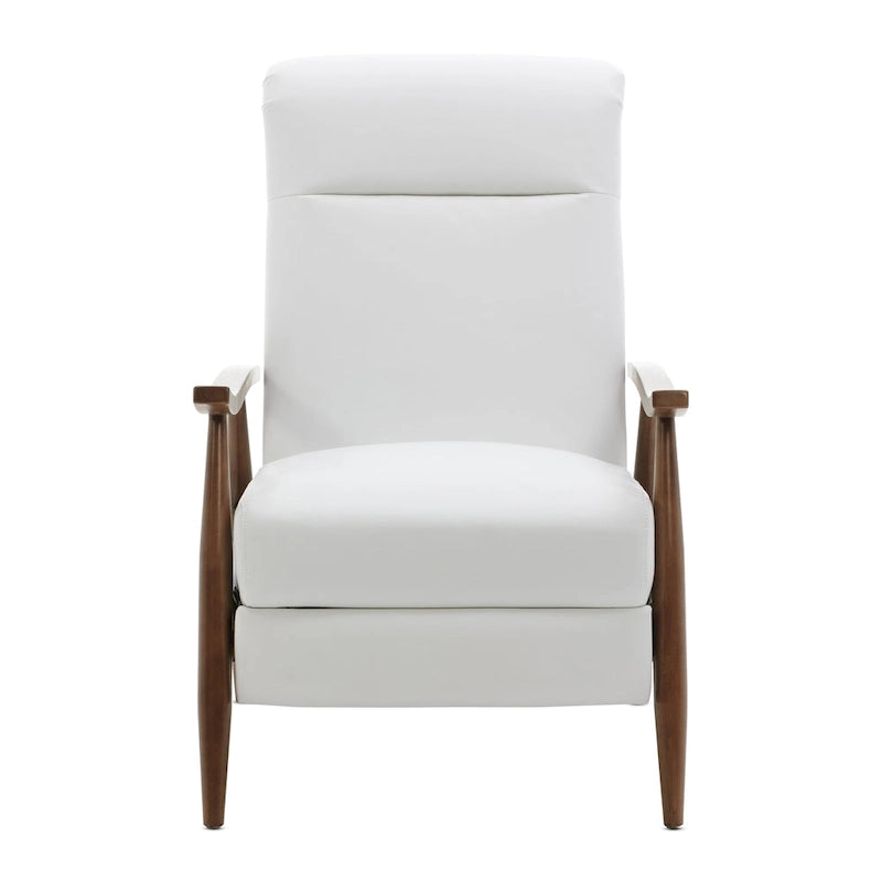 Fauteuil inclinable à pousser en bois rembourré, similicuir, style moderne du milieu du siècle