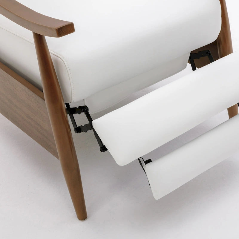 Fauteuil inclinable à pousser en bois rembourré, similicuir, style moderne du milieu du siècle