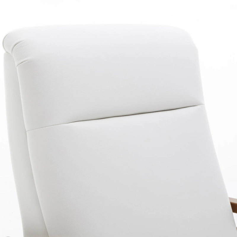 Fauteuil inclinable à pousser en bois rembourré, similicuir, style moderne du milieu du siècle