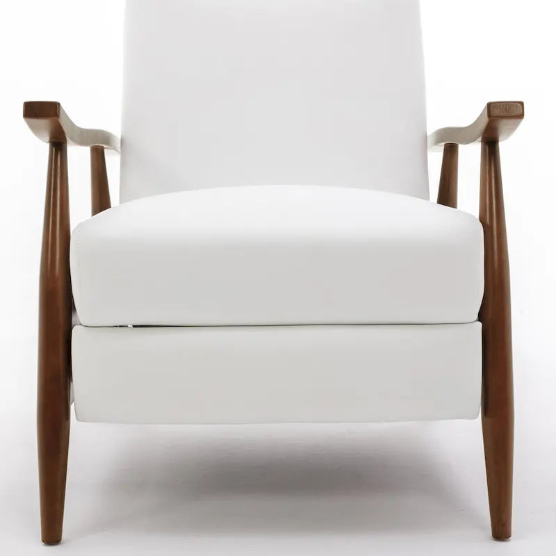 Fauteuil inclinable à pousser en bois rembourré, similicuir, style moderne du milieu du siècle