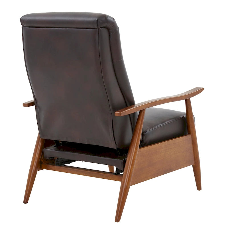 Fauteuil inclinable à pousser en bois rembourré, similicuir, style moderne du milieu du siècle