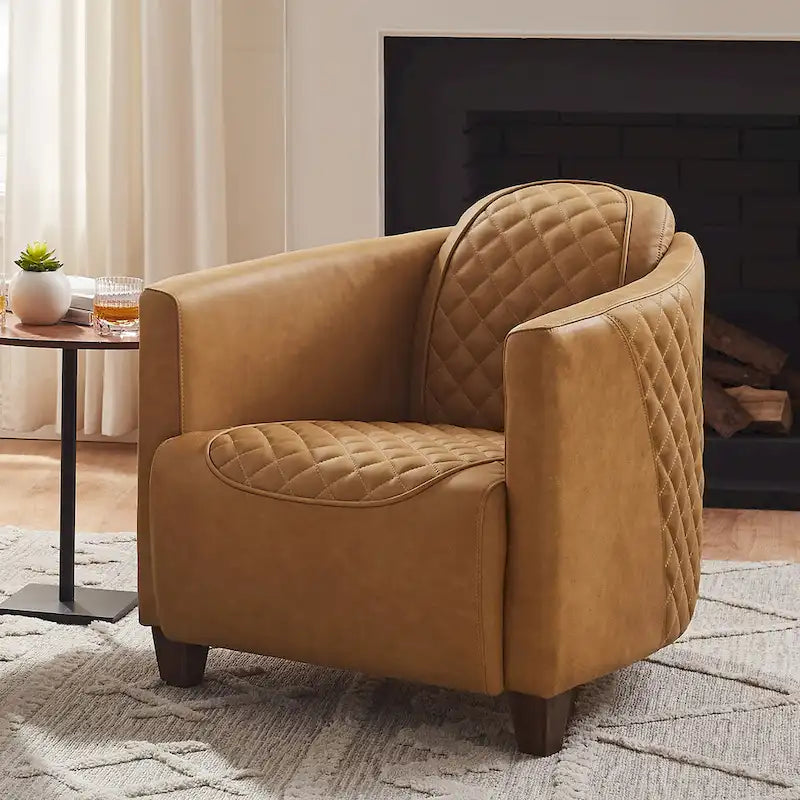 Fauteuil industriel rétro en cuir pleine fleur avec accents en aluminium