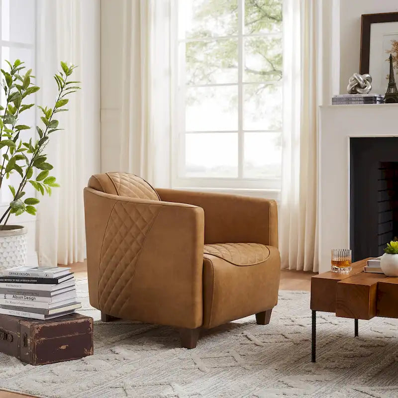 Fauteuil industriel rétro en cuir pleine fleur avec accents en aluminium